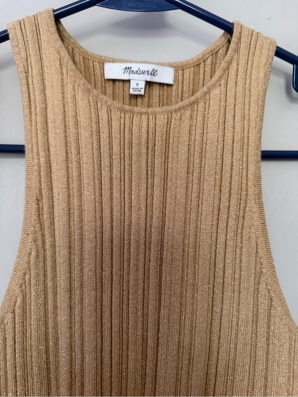 Madewell Shimmery Ribbed Tank Top - Metallic Gold